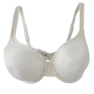 Vanity Fair 34DD Bra Cream Underwire Lace Overlay